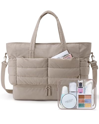 Camel Travel Duffel Bag 48L Puffer Carry-On Weekender Gym Bag for Women