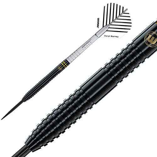 Winmau Daryl Gurney Signature 90% Tungsten Darts Set with Prism Flights and Prism Shafts (Stems) Steel tip & Soft Tip - Gold/Black