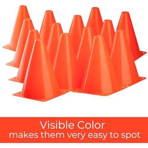 CARTMAN Plastic Training Cones (Set of 12/24 Pack 9" or 12/24 Pack 7" or 12/24 Pack Disc Cone) Agility Soccer Cones, Indoor Outdoor and Festive Events Field Marker Agility Cones
