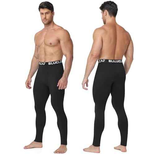 Blueleaf Men's Thermal Compression Pants Fleece Lined Athletic Tights Leggings Sports Base Layer Bottoms Cold Weather Gear
