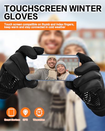 FEWTUR Waterproof Winter Gloves Black Medium Padded & Warm