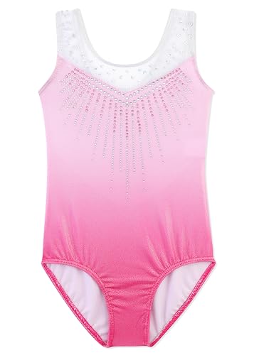Girls Gymnastics Leotard with Tutu Ballet Costume - Pink Diamond, 5-6 Years