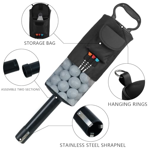 HOW TRUE Portable Golf Ball Retriever with Removable Tube - Black