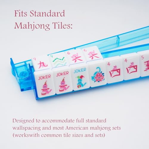 4-Piece Mahjong Tile Rack with Pushers - Siamese Style, 17.5 Inches - Durable Acrylic Set for Players & Home Games