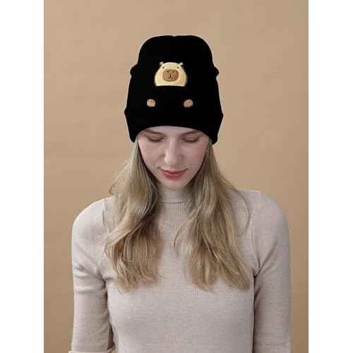 Capybara Hat Beanie Gifts for Women Men Funny Capybara Lover Christmas Birthday Decoration Embroidered Knit Gifts