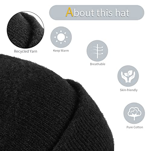 Achiou Beanie Hat for Women Men, Warm Cuffed Knit Hat for Skiing Running Outdoor Sports