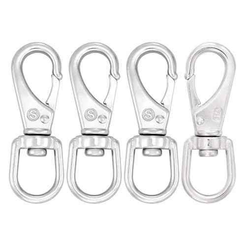 SHONAN 3.5 Inch Stainless Steel Flag Clips for Flagpole Rope- 4 Pack Diving Clips Flag Pole Clips, Swivel Snap Hooks for Dog leashes, Keychains, Boat Ropes, Bird Feeders