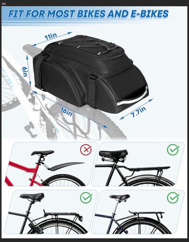 Convertible Bicycle Rear Rack Bag with Reflective Strips & Multiple Pockets