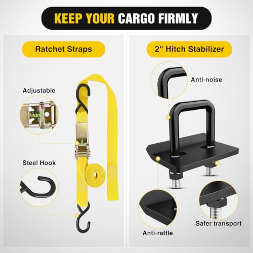 Nilight 60" x 22" x 3.25" Aluminum Hitch Cargo Carrier with Ratchet Straps, 500 lbs Capacity