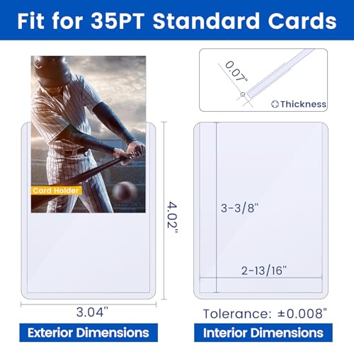 100 Card Sleeves for Baseball & Trading Cards - 3x4 inch Hard Plastic Protectors