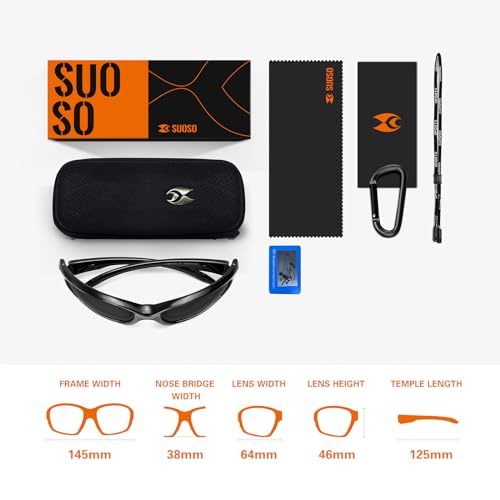 SUOSO Polarized Sports Sunglasses for Men & Women C01-Blue UV400 Wrap Around Goggles