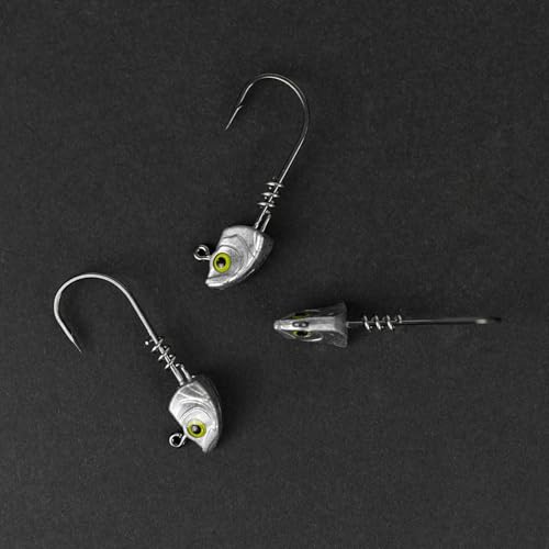 15-Pack Screw Lock Swimbait Jig Heads - 3/8oz Chartreuse Eyes for Bass Fishing - Raw-15pcs