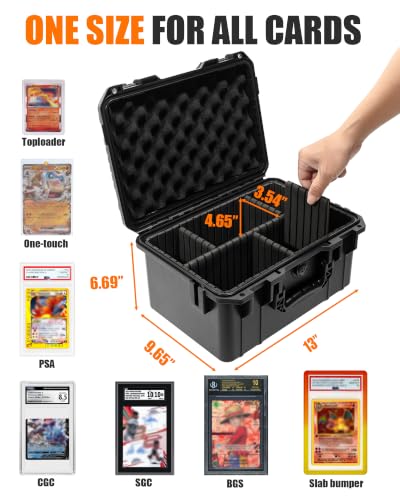 Sports Card Storage Box for 90+ Graded Cards with Divider - Large Capacity Organizer
