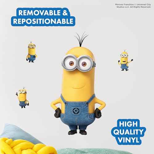 Despicable Me Minions Kevin Wall Decals - Set of 4 Vinyl Wall Stickers Bedroom Decorations - Peel and Stick Room Decor