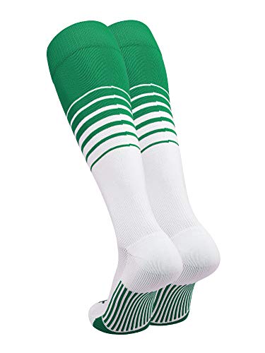 X-Large Soccer Socks Over-the-Calf Striped Socks Green & White US Made