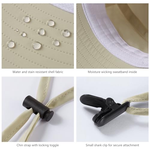 UV Protection Foldable Sun Hat with Wide Brim and Neck Flap - One Size Beige