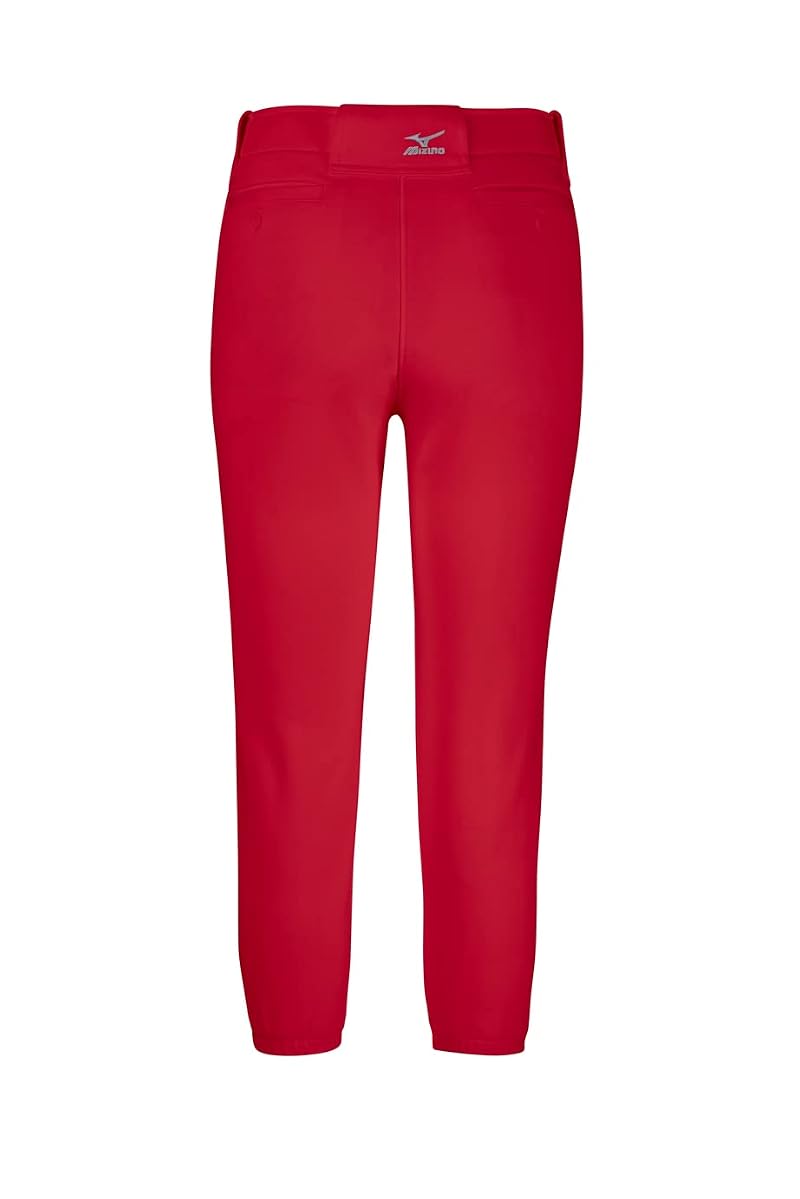 Mizuno Girls' Belted Fastpitch Softball Pant - Red, Large
