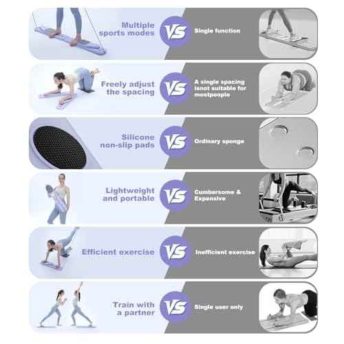 Pilates Board, 12 in 1 Mini Plilates Reformer Set, Multifuncional Portable Pilates Reformers Board for Home Workout, Free Combination 100+ Exercise Mode