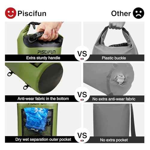 Piscifun Dry Bag, Waterproof Floating Backpack 10L/20L/30L/40L with Waterproof Phone Case for Boating, Kayaking, Fishing