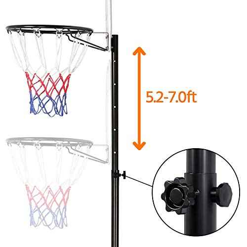 Yaheetech Portable Basketball Hoop for Kids Outdoor Basketball Goals Indoor Basketball Court Youth Adjustable Basketball Stand 6.4-8.2ft Height Adjustable, Black/Red
