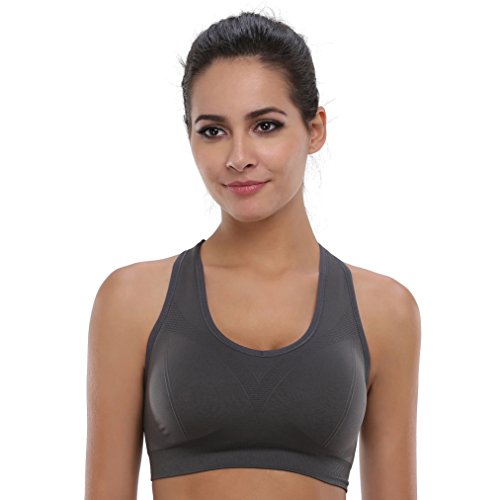 Women's Seamless Racerback Sports Bra High Impact Support 5 Pack - Black, Blue, Grey, Purple, Rose Red