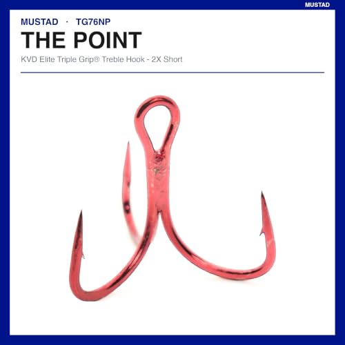 Mustad KVD Elite Treble Hook Size 6 Red 2X Short 1X Strong Pack of 11