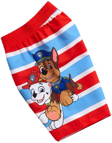 Nickelodeon Boys Swim Trunks - Paw Patrol Red White Blue Stripes, UPF 50+ Quick-Dry Swim Shorts for Kids 5-6