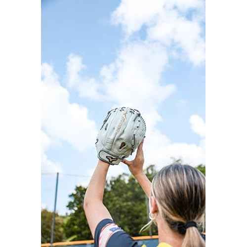 Mizuno GMVP1200PF4W MVP Prime Fastpitch Softball Glove 12", Tartan Web, Left Hand Throw, WHITE-GREY