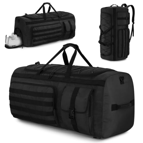 Gonex 90L Large Convertible Duffel Bag - Black Travel Sports Duffle