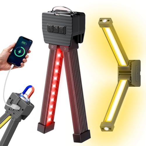 Black Portable Magnetic Work Light with 180° Swivel & Power Bank - Gym & Camping Lighting