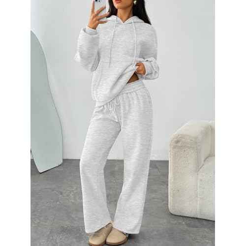 Trendy Queen Womens 2 Piece Outfits Lounge Fall Fashion Sets Oversized Sweatshirts Wide Leg Pants Sweatsuits Winter Clothes