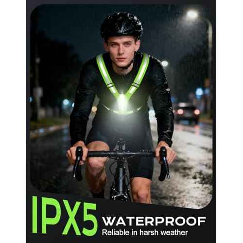 LED Reflective Vest Super Bright Lighting, 360¡Æ Visible Running Light for Runners, Waterproof Adjustable Reflective Running Vest Headlamp for Men/Women/Kids Night Walking/Running/Cycling