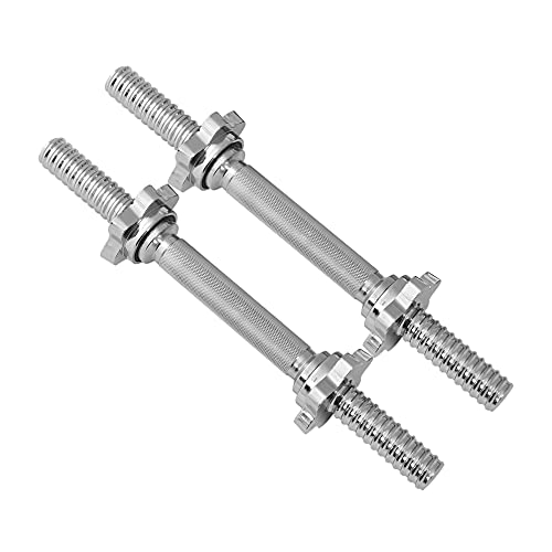 1 Inch Threaded Dumbbell Handles Set of 2 with Star Collars - Fits Standard Plates