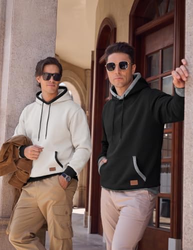 Men's Hoodies Sweatshirts Casual Fleece Pullover with Pocket - Large Brown