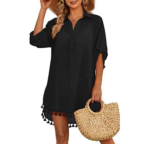 Yincro Women Swimsuit Cover Up Shirt 2025 Tassel Beach Bathing Suit for Swimwear Bikini Dress