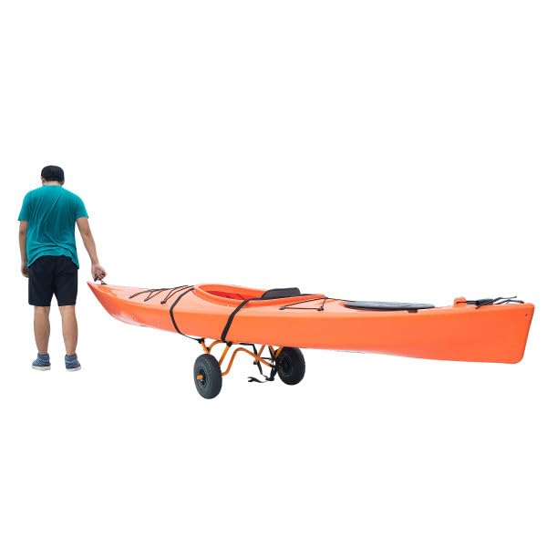Kayak Cart – 150 Lbs Capacity Canoe Dolly with Airless Tires, Foldable Aluminum Frame, and Carrying Bag for Personal Watercraft by Rad Sportz (Orange)