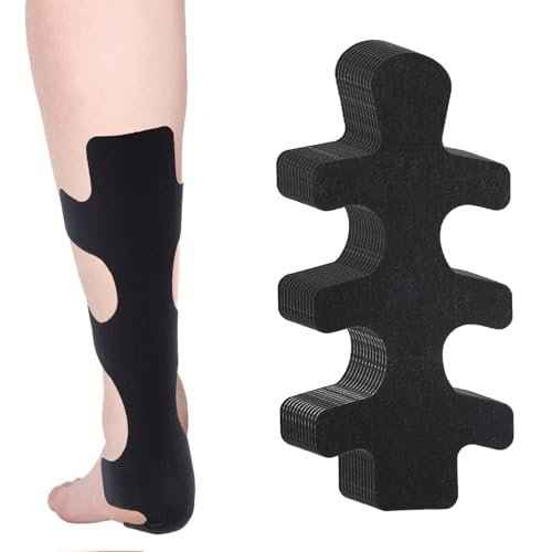 12pcs Precut Kinesiology Tape for Achilles Tendon, Waterproof & Breathable Athletic Heel Tape Enhance Elastic Sports Patch Strips Provides Stability Recovery for Achilles and Muscle Support