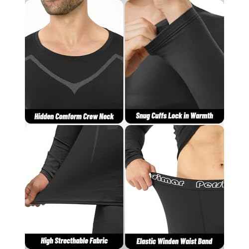 Upgraded Thermal Underwear for Men Long Johns Set for Cold Weather Base Layer Top & Bottom with Fleece Lined