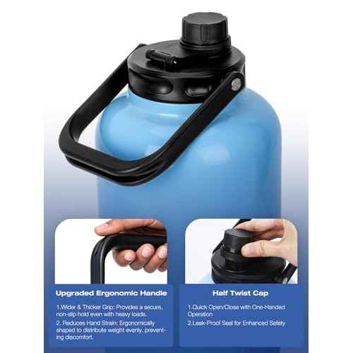 SUNMON Replacement Lid for RTIC Water Bottle - Steel Handle RTIC Lid Compatible with 1 Gallon (128oz) & 0.5 Gallon (64oz), BPA-Free Leakproof Jug Cover