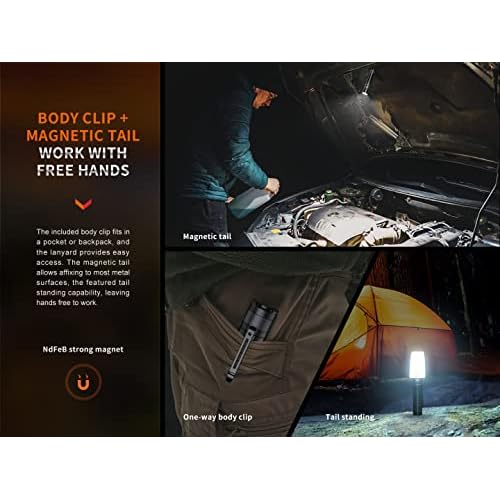 Fenix E35R EDC Flashlight, 3100 Lumens USB-C Rechargeable High Lumen Performance Flashlight with LumenTac Organizer (Black)