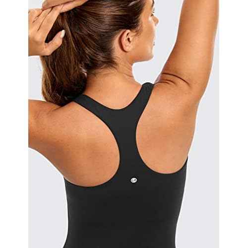 CRZ YOGA Butterluxe Workout Racerback Tank Tops for Women - Padded Athletic Spandex Yoga Shirts with Built in Bra
