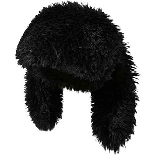 Y2K Plush Hat for Women Fuzzy Cute Beanie Bunny Ears Hat Fluffy Hat Skull Cap Winter Warm Hat Christmas Halloween