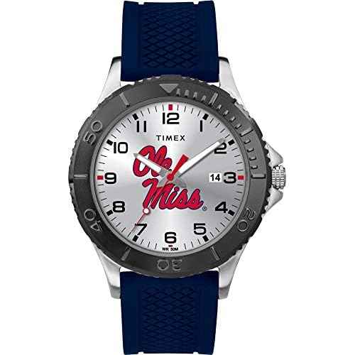 Timex Tribute Men's Collegiate Gamer 42mm Watch ? Ole Miss Rebels with Navy Silicone Strap