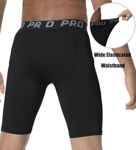 EXARUS Youth Compression Shorts with Side Pocket - No Pockets / 14 Years - Black