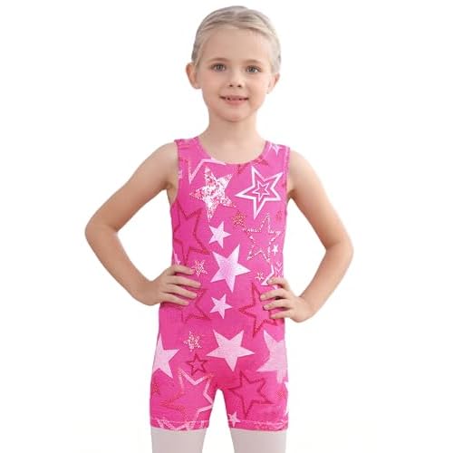 Snowheart Gymnastics Leotards for Girls 2-Pack, Sparkly Toddler Biketards Sleeveless for Tumbling Dance Classes