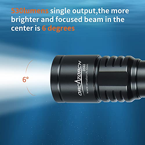 Compact Dive Light 530 Lumens Waterproof Underwater Flashlight for Scuba