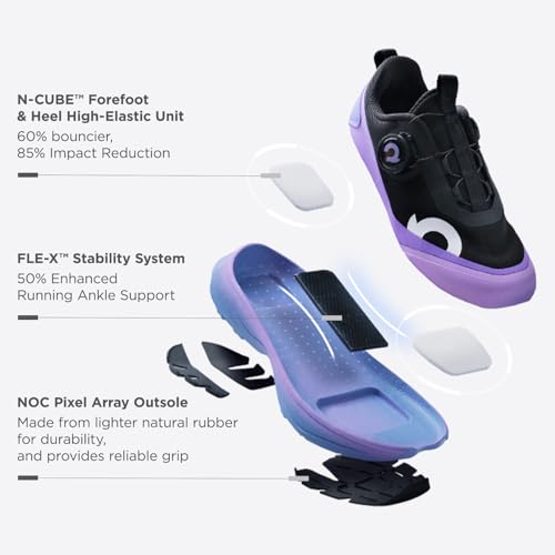 Kids Running Shoes - Black & Violet, 3-Layer Breathable Mesh, Durable Sneakers, High Rebound Cushion, Boys & Girls, 3 Big Kid