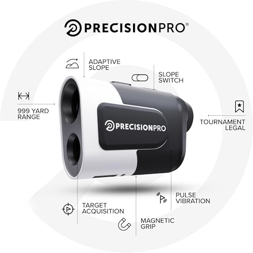 Precision Pro NX9 Golf Rangefinder with Slope Switch – 900 Yards Laser Range Finder, Flag Lock Vibration, 6X Magnification, Magnetic Cart Mount, Tournament Legal
