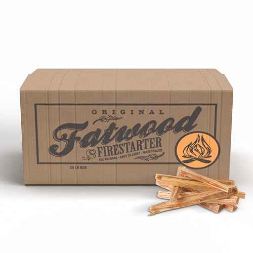 Fatwood Fire Starter Sticks 25lb Box - Indoor or Outdoor All Natural Pine Fire Starters for Campfires, Fireplace, Firepit, Wood Stove, or BBQ Grill - Kindling Wood Firewood Lighter by Pure Garden