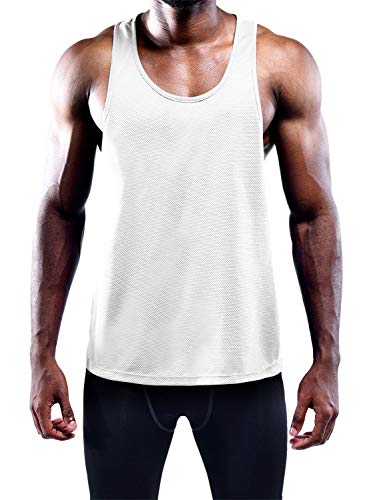 Boyzn Men's Workout Tank Tops 1 Pack Large White - Y-Back Athletic Sleeveless T-Shirts